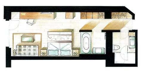 Le Petit Cervin Hotel Zermatt Exterior foto A floor plan of a typical hotel room