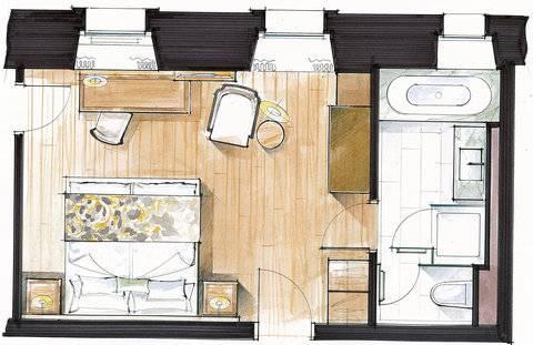 Le Petit Cervin Hotel Zermatt Exterior foto A floorplan of a typical hotel room